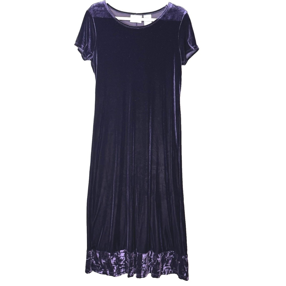Y2K Velvet‎ Maxi Dress Sz L Purple Whimsygoth Dark Fairy Grunge Stretch US 12